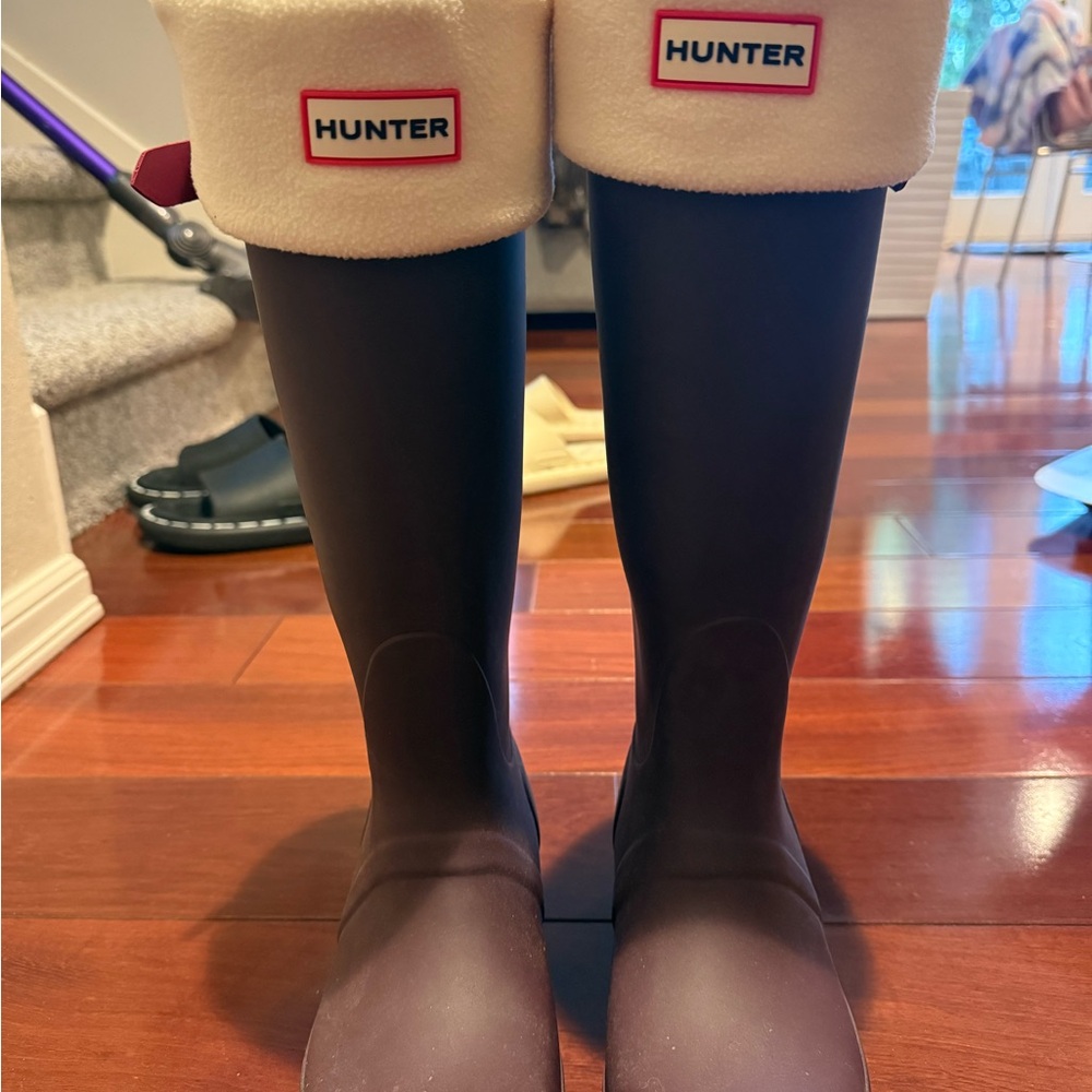 Hunter Black Boots with Cream Cuffs